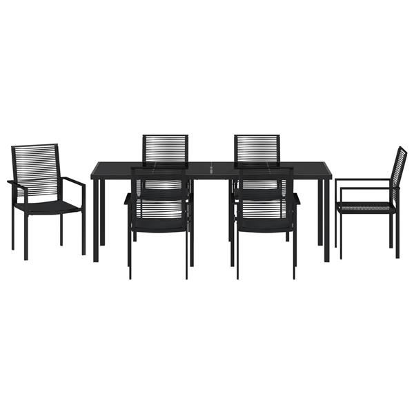 Grote foto vidaxl 7 delige tuin eetset zwart pvc rattan tuin en terras tuinmeubelen