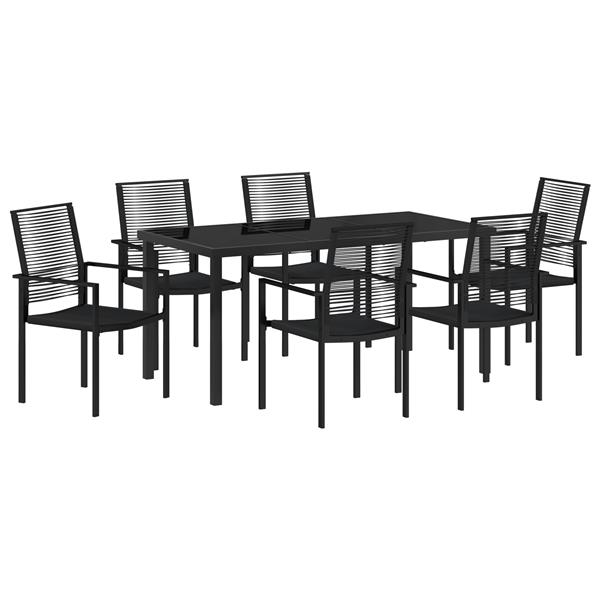 Grote foto vidaxl 7 delige tuinset zwart pvc rattan tuin en terras tuinmeubelen