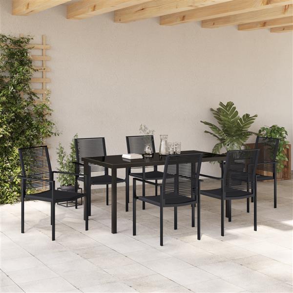 Grote foto vidaxl 7 delige tuinset zwart pvc rattan tuin en terras tuinmeubelen