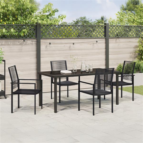 Grote foto vidaxl 5 delige tuinset met eettafel zwart pvc rattan tuin en terras tuinmeubelen