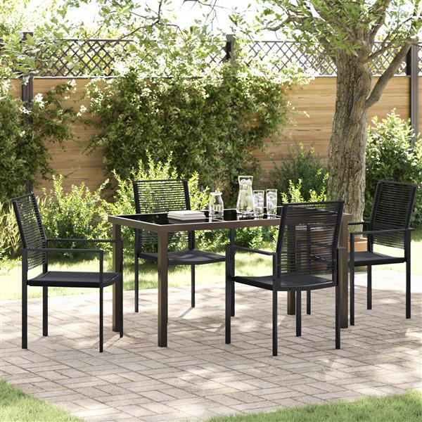 Grote foto vidaxl 5 delige tuinset met eettafel in zwart pvc rattan tuin en terras tuinmeubelen