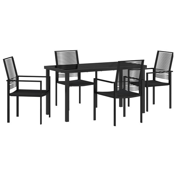 Grote foto vidaxl 5 delige tuinset met eettafel in zwart pvc rattan tuin en terras tuinmeubelen