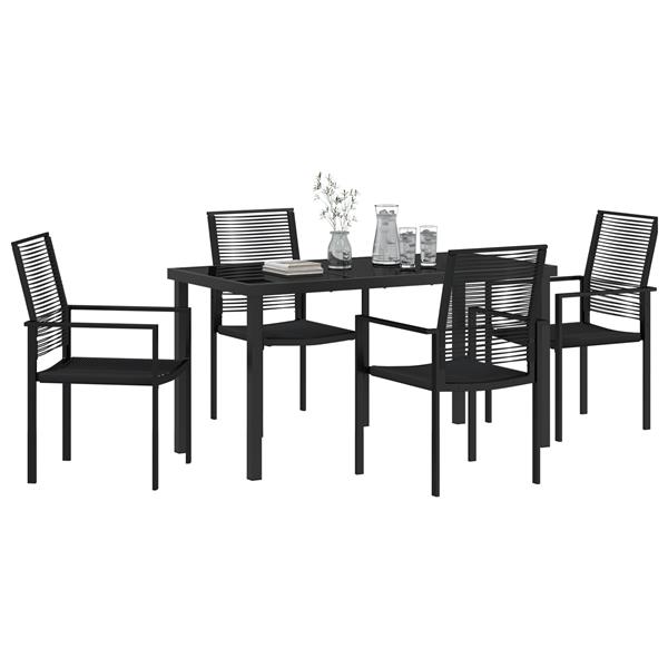 Grote foto vidaxl 5 delige tuinset met eettafel in zwart pvc rattan tuin en terras tuinmeubelen