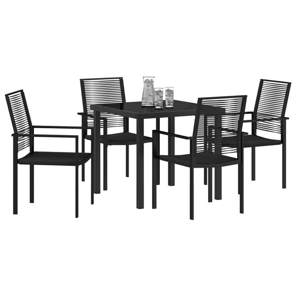 Grote foto vidaxl 5 delige tuinset zwart pvc rattan tuin en terras tuinmeubelen