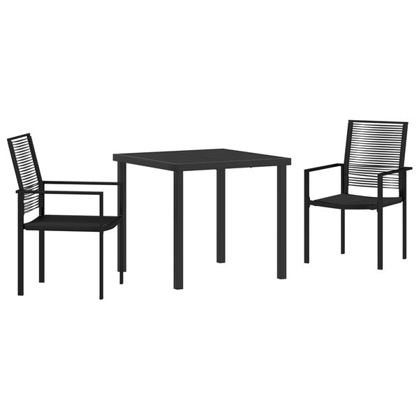 Grote foto vidaxl 3 delige tuin eetset zwart pvc rattan tuin en terras tuinmeubelen