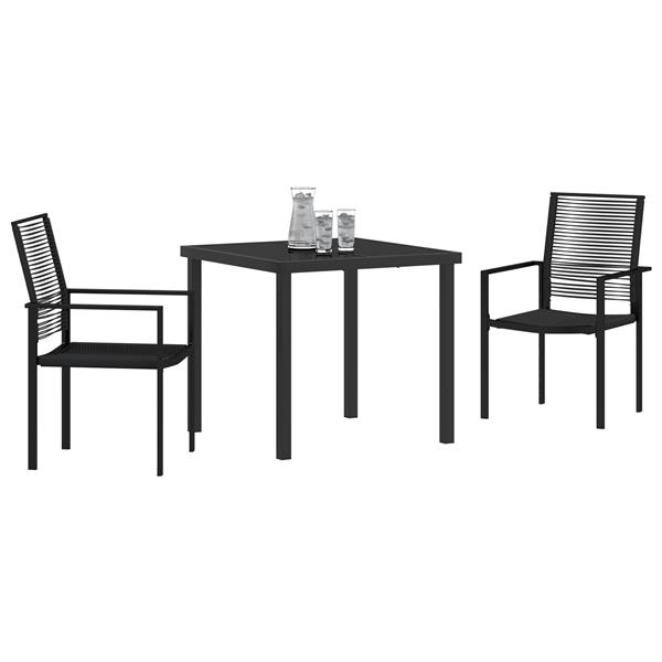 Grote foto vidaxl 3 delige tuin eetset zwart pvc rattan tuin en terras tuinmeubelen