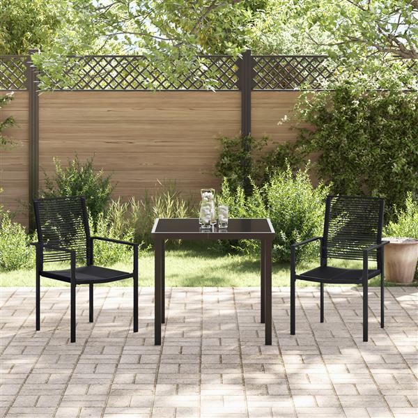 Grote foto vidaxl 3 delige tuin eetset zwart pvc rattan tuin en terras tuinmeubelen