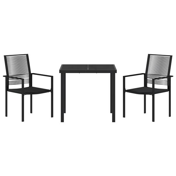 Grote foto vidaxl 3 delige tuin eetset zwart pvc rattan tuin en terras tuinmeubelen