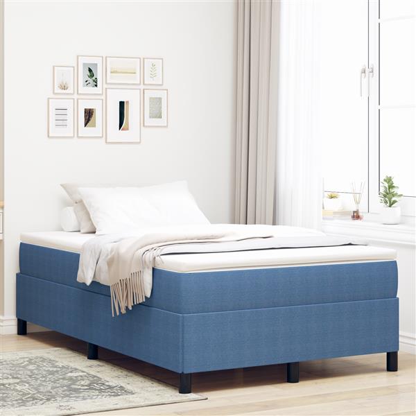 Grote foto vidaxl bedframe 120x200 cm ribfluweel blauw antiek en kunst stoelen en banken