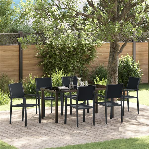 Grote foto vidaxl 7 delige tuinset zwart poly rattan tuin en terras tuinmeubelen