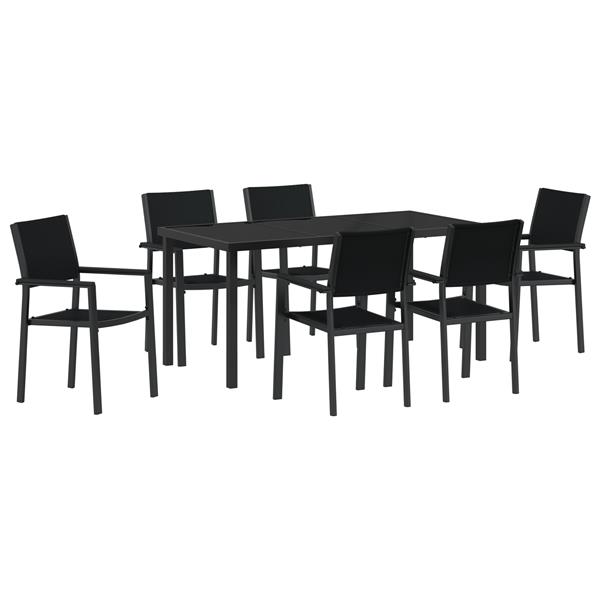 Grote foto vidaxl 7 delige tuinset zwart poly rattan tuin en terras tuinmeubelen