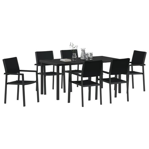 Grote foto vidaxl 7 delige tuinset zwart poly rattan tuin en terras tuinmeubelen