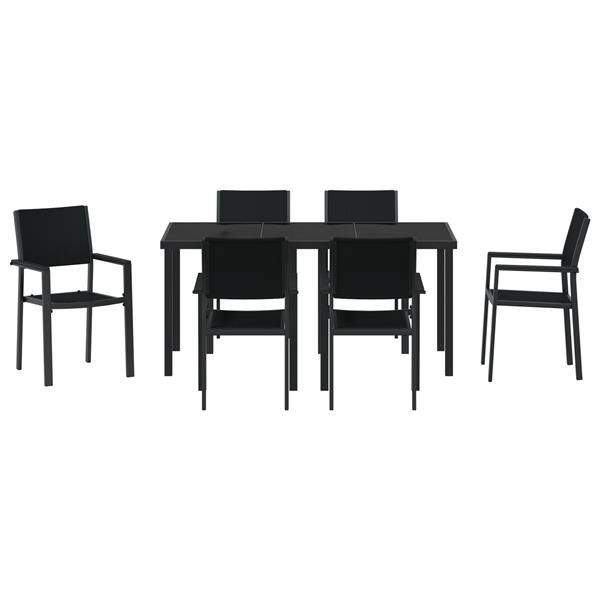 Grote foto vidaxl 7 delige tuinset zwart poly rattan tuin en terras tuinmeubelen