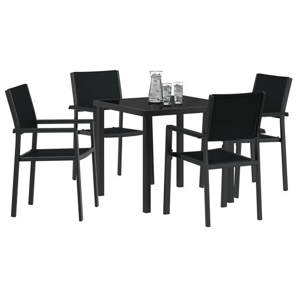 Grote foto vidaxl 5 delige tuin eetset zwart poly riet tuin en terras tuinmeubelen