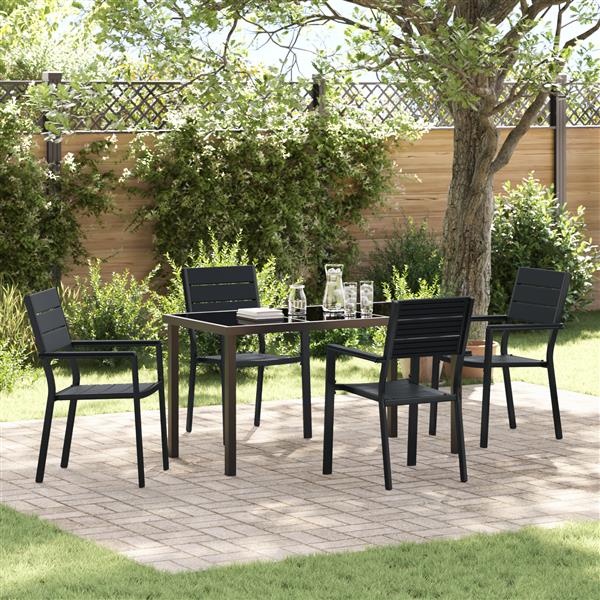 Grote foto vidaxl 5 delige tuinset zwart hdpe tuin en terras tuinmeubelen