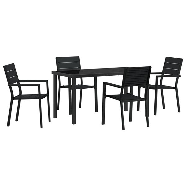Grote foto vidaxl 5 delige tuinset zwart hdpe tuin en terras tuinmeubelen