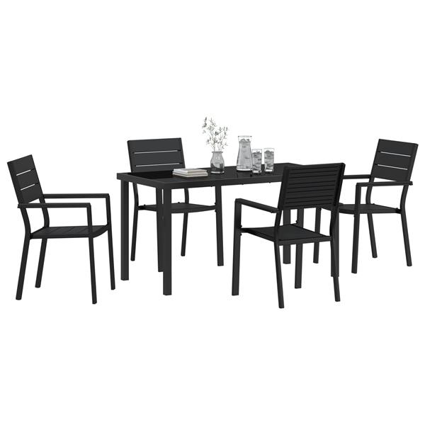 Grote foto vidaxl 5 delige tuinset zwart hdpe tuin en terras tuinmeubelen