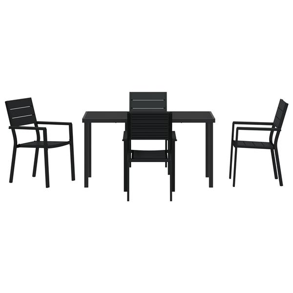 Grote foto vidaxl 5 delige tuinset zwart hdpe tuin en terras tuinmeubelen