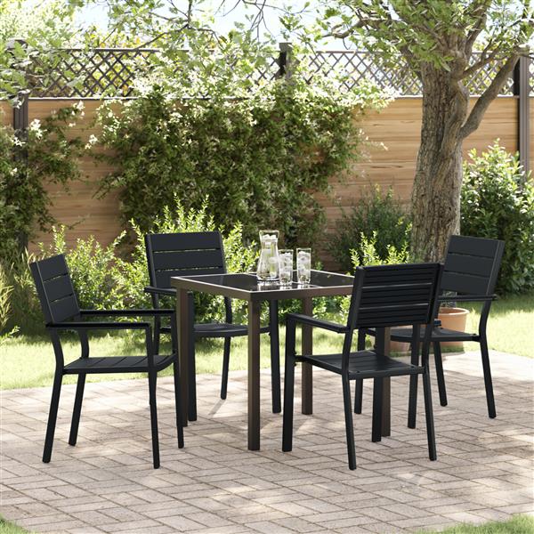Grote foto vidaxl 5 delige tuinset zwart hdpe tuin en terras tuinmeubelen