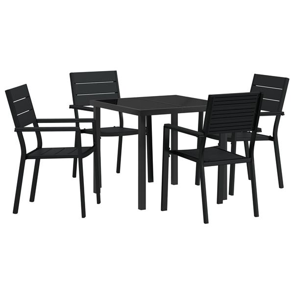 Grote foto vidaxl 5 delige tuinset zwart hdpe tuin en terras tuinmeubelen