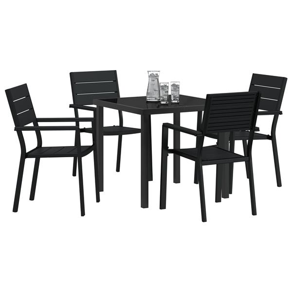 Grote foto vidaxl 5 delige tuinset zwart hdpe tuin en terras tuinmeubelen
