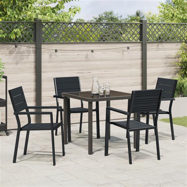 Grote foto vidaxl 5 delige tuinset zwart hdpe tuin en terras tuinmeubelen