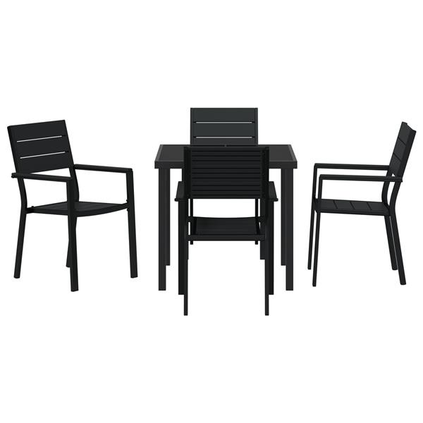 Grote foto vidaxl 5 delige tuinset zwart hdpe tuin en terras tuinmeubelen