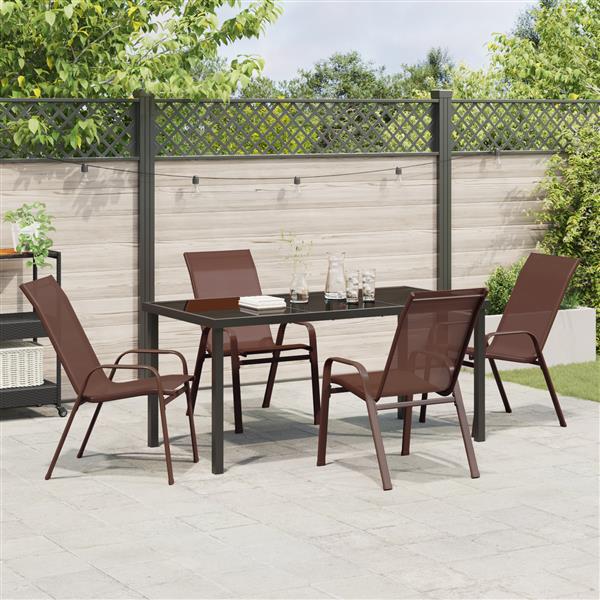 Grote foto vidaxl 5 delige tuinset textileen en staal bruin tuin en terras tuinmeubelen