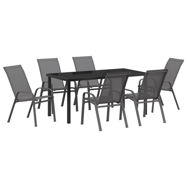 Grote foto vidaxl 7 delige tuinset set textileen en staal grijs tuin en terras tuinmeubelen