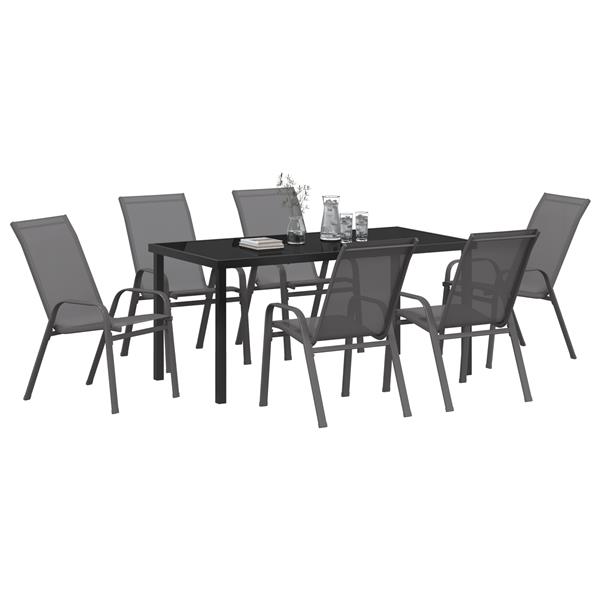 Grote foto vidaxl 7 delige tuinset set textileen en staal grijs tuin en terras tuinmeubelen