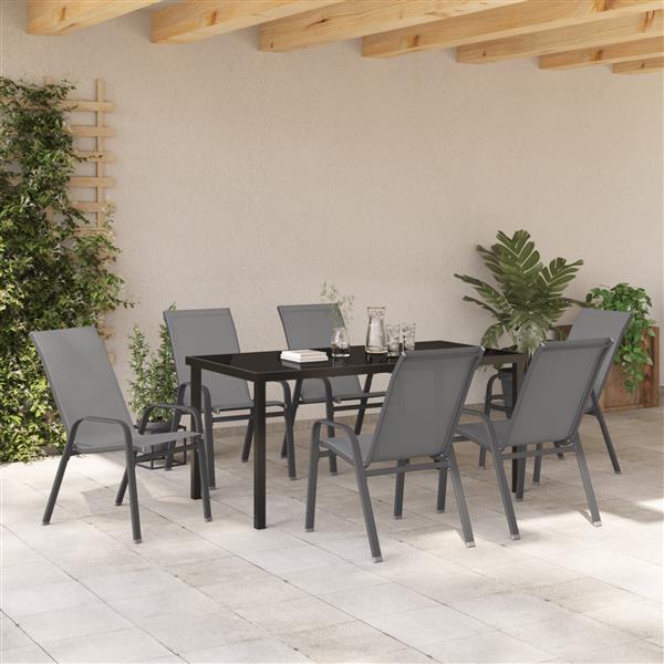 Grote foto vidaxl 7 delige tuinset set textileen en staal grijs tuin en terras tuinmeubelen