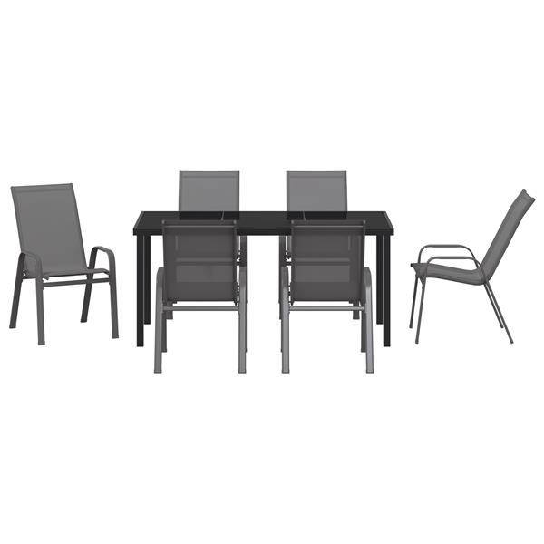Grote foto vidaxl 7 delige tuinset set textileen en staal grijs tuin en terras tuinmeubelen