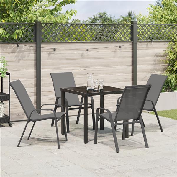 Grote foto vidaxl 5 delige tuinset textileen en staal grijs tuin en terras tuinmeubelen