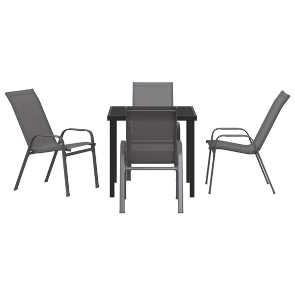 Grote foto vidaxl 5 delige tuinset textileen en staal grijs tuin en terras tuinmeubelen