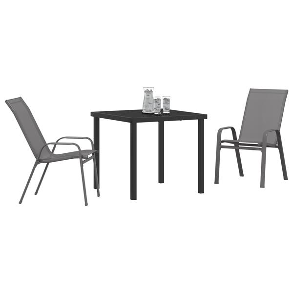 Grote foto vidaxl 3 delige tuinset textileen en staal grijs tuin en terras tuinmeubelen