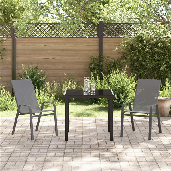 Grote foto vidaxl 3 delige tuinset textileen en staal grijs tuin en terras tuinmeubelen