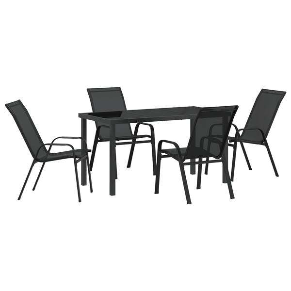 Grote foto vidaxl 5 delige tuinset textileen en staal zwart tuin en terras tuinmeubelen