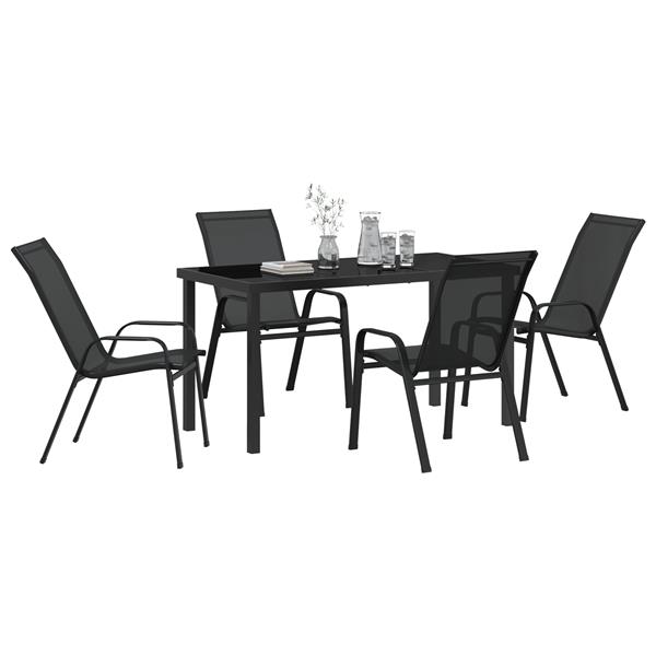 Grote foto vidaxl 5 delige tuinset textileen en staal zwart tuin en terras tuinmeubelen