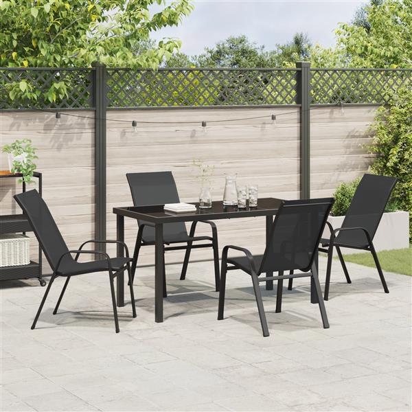 Grote foto vidaxl 5 delige tuinset textileen en staal zwart tuin en terras tuinmeubelen