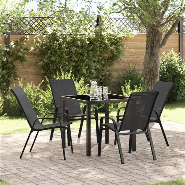 Grote foto vidaxl 5 delige tuinset textileen en staal zwart tuin en terras tuinmeubelen