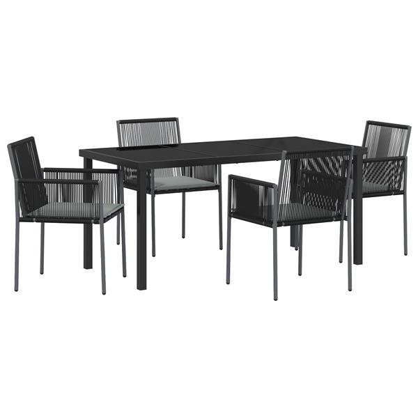 Grote foto vidaxl 5 delige eetset voor in de tuin met kussens zwart poly rattan tuin en terras tuinmeubelen