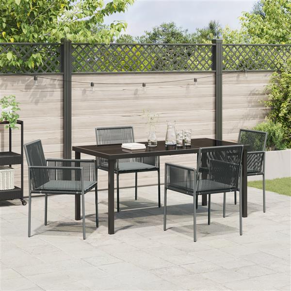 Grote foto vidaxl 5 delige eetset voor in de tuin met kussens zwart poly rattan tuin en terras tuinmeubelen