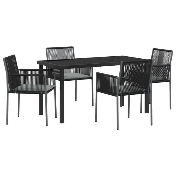 Grote foto vidaxl 5 delige tuinset met kussens zwart poly rattan tuin en terras tuinmeubelen