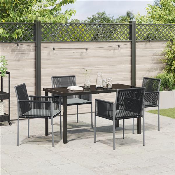 Grote foto vidaxl 5 delige tuinset met kussens zwart poly rattan tuin en terras tuinmeubelen
