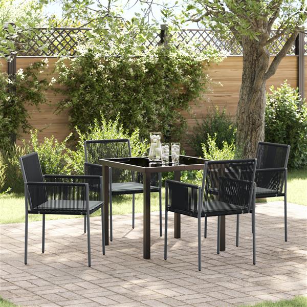 Grote foto vidaxl 5 delige tuinset met kussens zwart poly rattan tuin en terras tuinmeubelen
