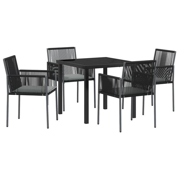 Grote foto vidaxl 5 delige tuinset met kussens zwart poly rattan tuin en terras tuinmeubelen