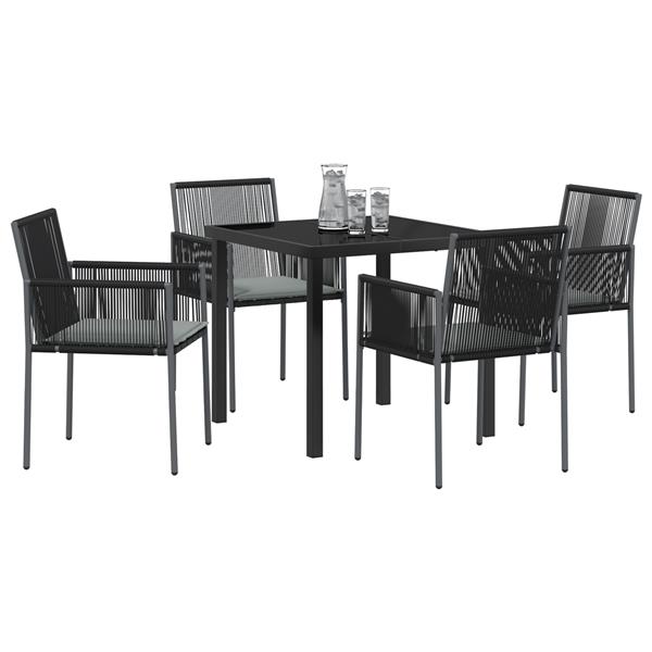 Grote foto vidaxl 5 delige tuinset met kussens zwart poly rattan tuin en terras tuinmeubelen