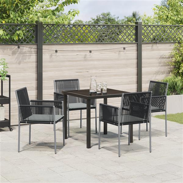 Grote foto vidaxl 5 delige tuinset met kussens zwart poly rattan tuin en terras tuinmeubelen