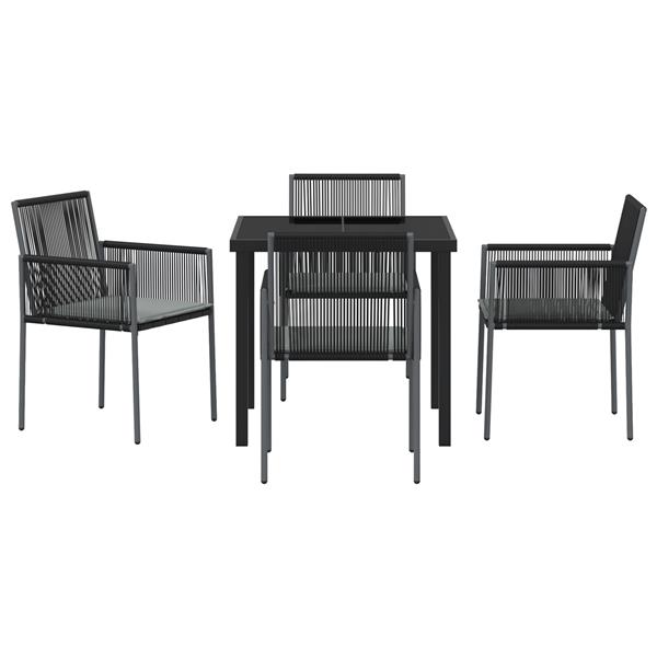 Grote foto vidaxl 5 delige tuinset met kussens zwart poly rattan tuin en terras tuinmeubelen