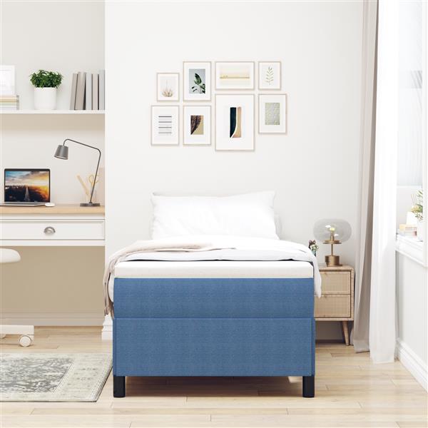Grote foto vidaxl bedframe 100x200 cm ribfluweel blauw antiek en kunst stoelen en banken